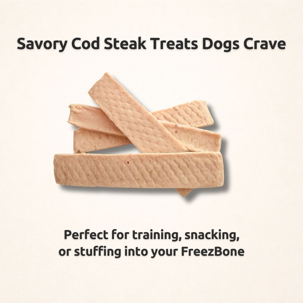 Freezbone Cod Dog Treats – Made with Real Cod (Value Size 8 oz)