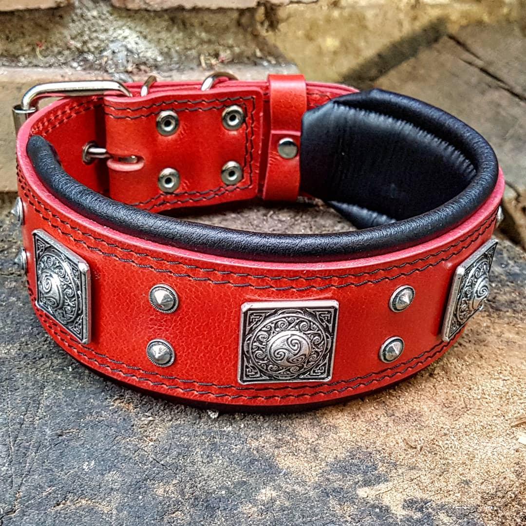 Bestia Eros 2.5" Leather Dog Collar – Red
