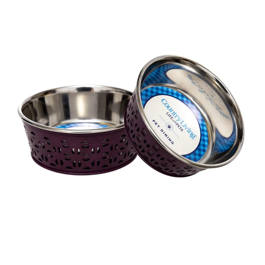 Country Living Set of 2 Stainless Steel Dog Bowls – Farmhouse Style, Ideal for Small to Medium Dogs American Pet Supplies