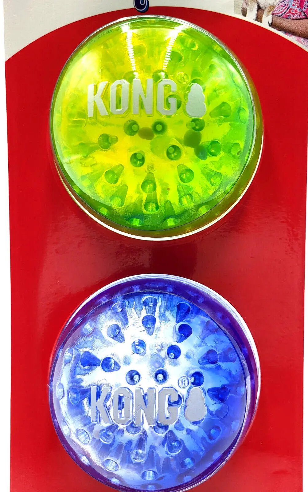 Kong Squeezz Geodz Balls Large 2Pk Squeaky Floating Dog Fetch Toy 3" Colors Vary