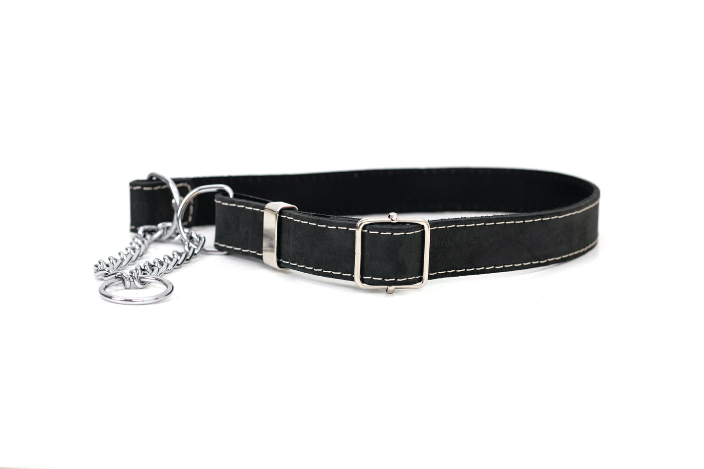 Martingale Midnight Black Leather Dog Collar Euro-Dog Collars and Leads
