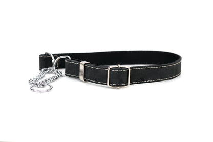 Martingale Midnight Black Leather Dog Collar Euro-Dog Collars and Leads