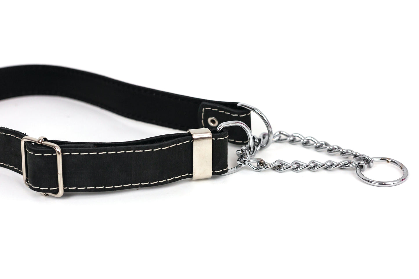 Martingale Midnight Black Leather Dog Collar Euro-Dog Collars and Leads