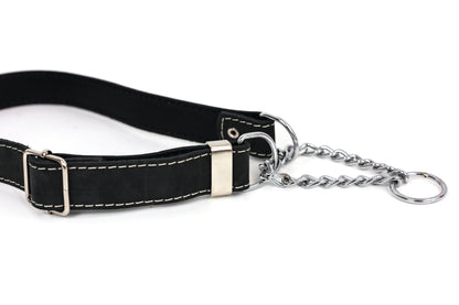 Martingale Midnight Black Leather Dog Collar Euro-Dog Collars and Leads