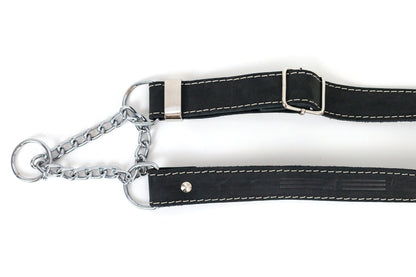 Martingale Midnight Black Leather Dog Collar Euro-Dog Collars and Leads