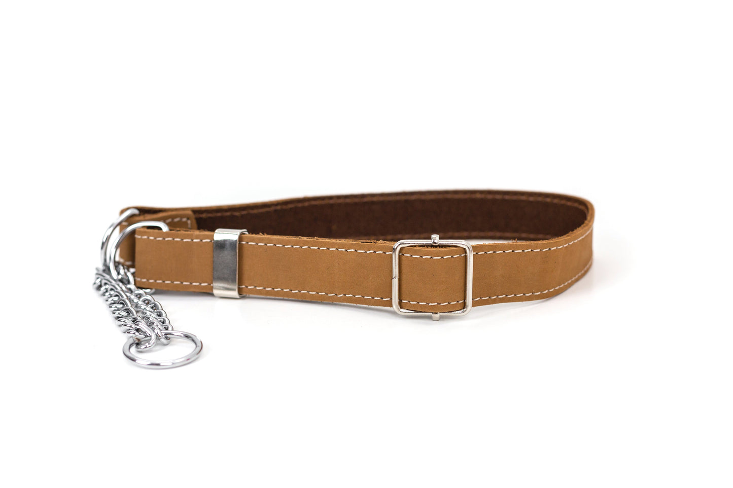 Martingale Khaki Leather Dog Collar Euro-Dog Collars and Leads