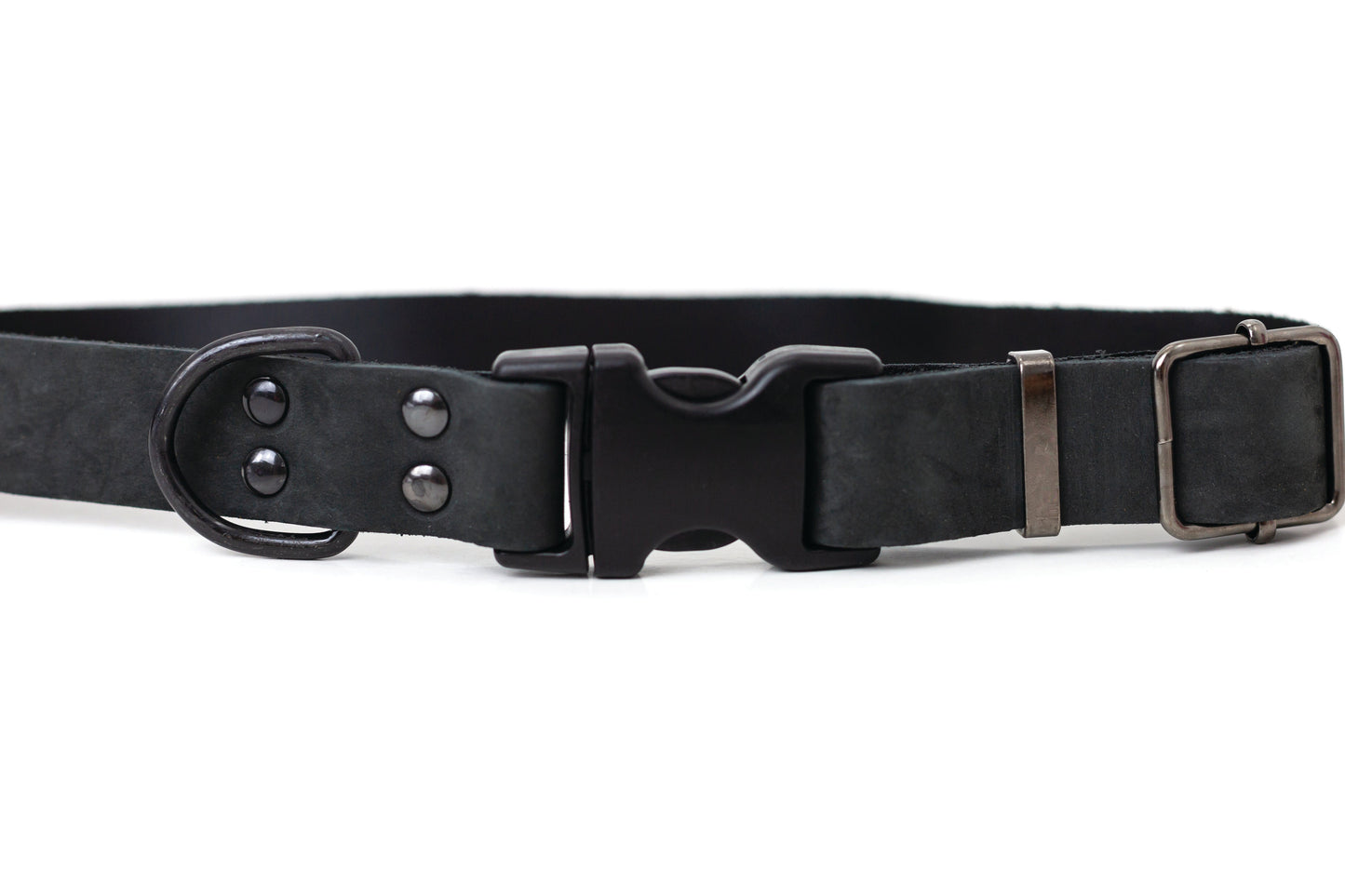 Sport Style Midnight Black Leather Dog Collar Euro-Dog Collars and Leads