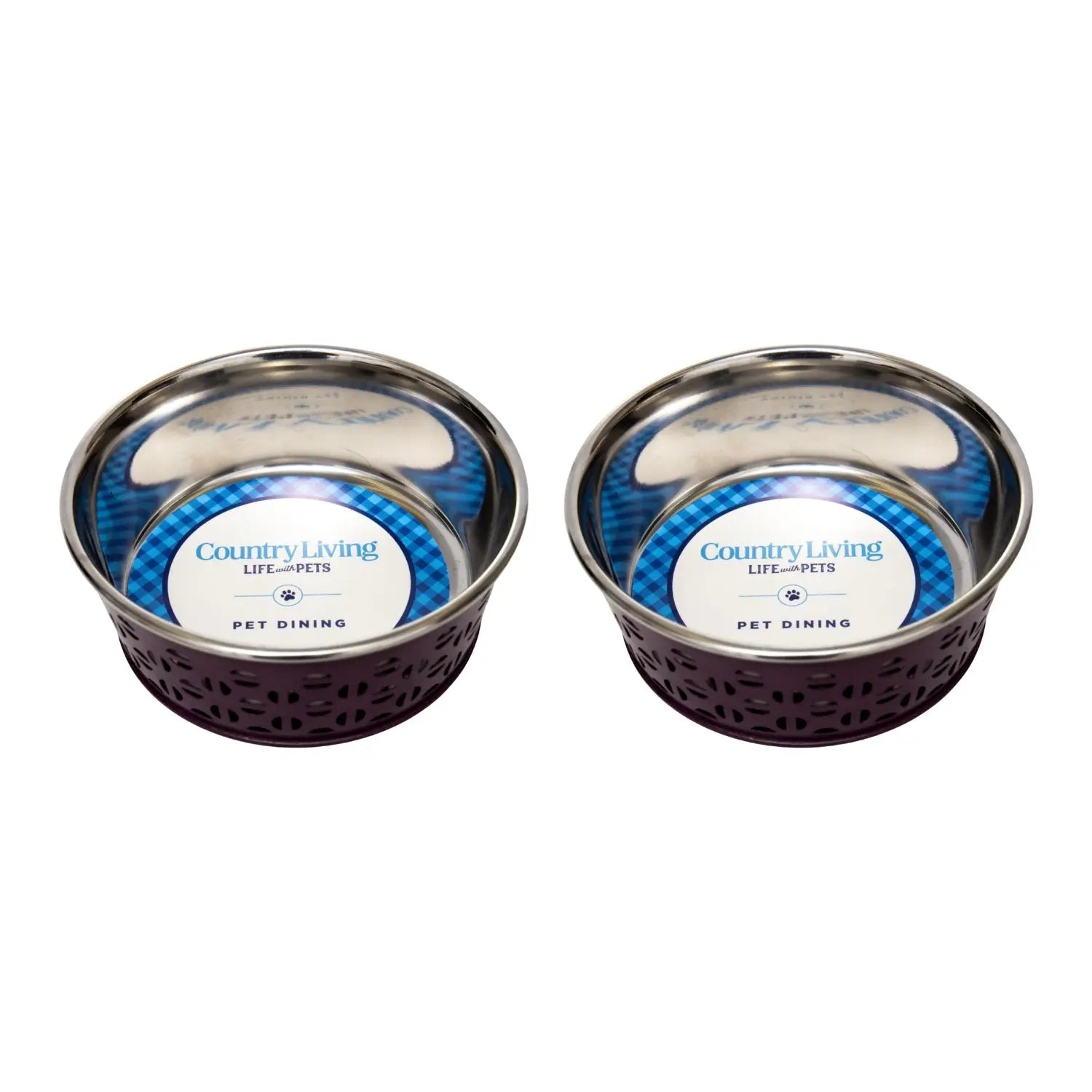 Country Living Set of 2 Stainless Steel Dog Bowls – Farmhouse Style, Ideal for Small to Medium Dogs American Pet Supplies