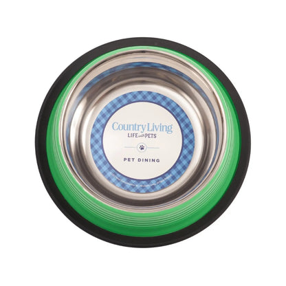 Country Living Set of 2 Ribbed Non-Slip Pet Bowls – Irish Green American Pet Supplies