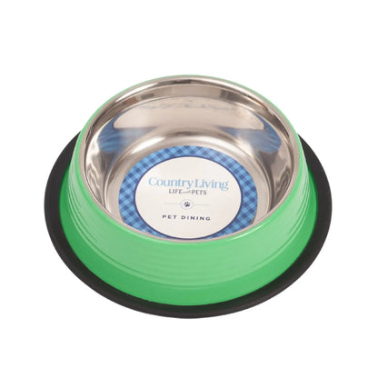Country Living Set of 2 Ribbed Non-Slip Pet Bowls – Irish Green American Pet Supplies