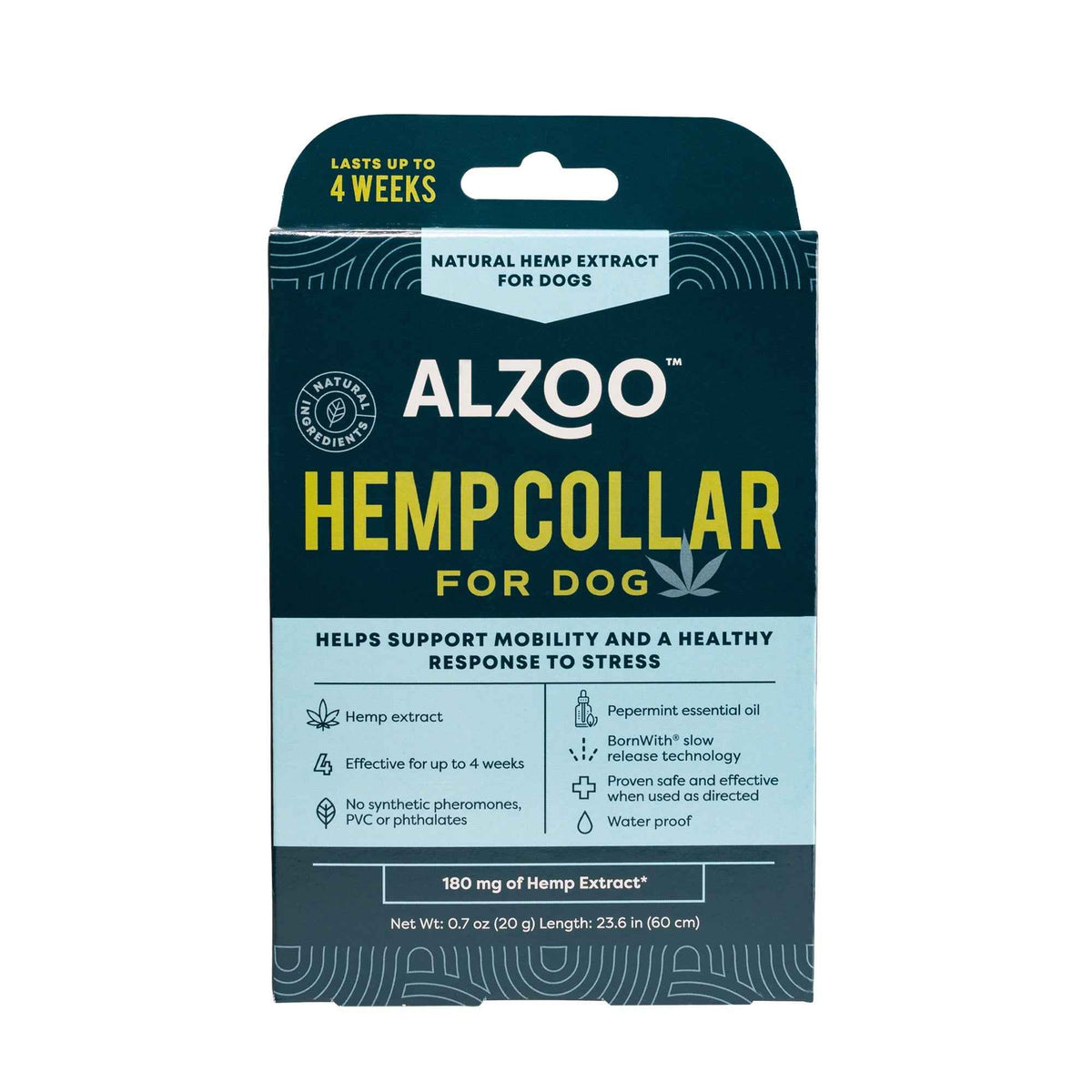 Alzoo Plant-Based Hemp Premium Collar For Dogs 23.6In.