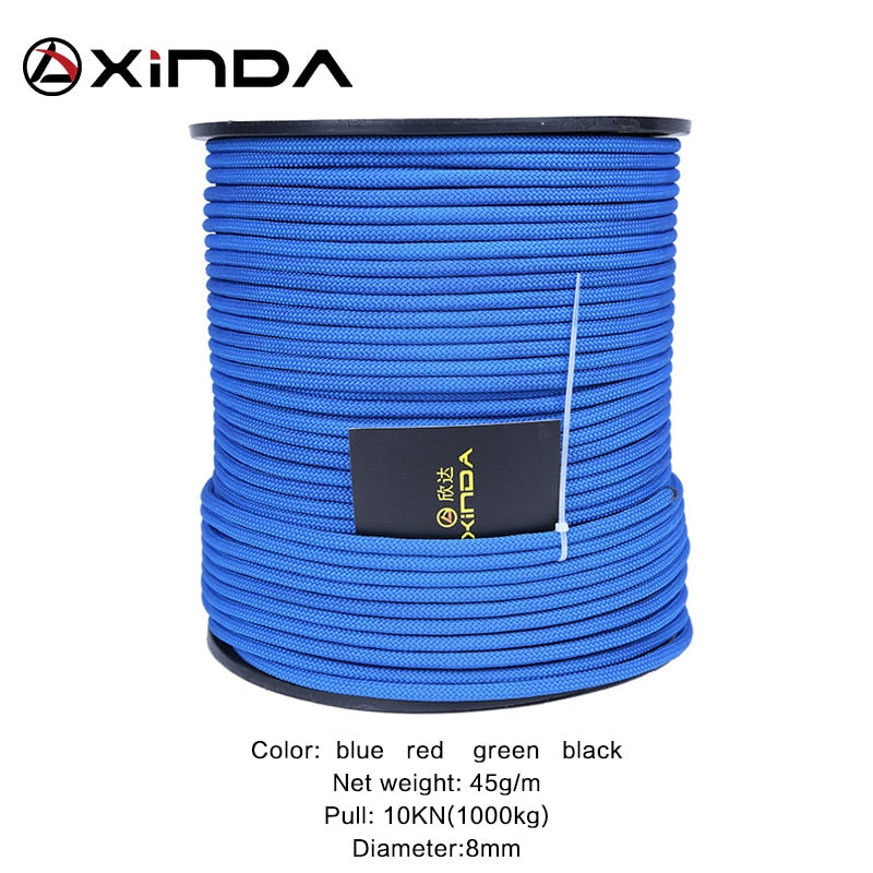 XIND Professional Rock Climbing Rope Outdoor Hiking Corda 8mm Diameter High Strength Statics Safety Rope Fire Rescue Parachute