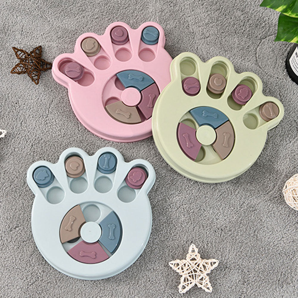 Pet Food Dispenser Dog Bowl Multifunction Educational Dog Toys Anti Choke Footprint Design Dog Puzzle Platter Training