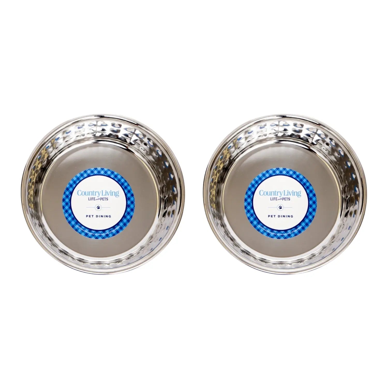 Country Living Set of 2 Hammered Stainless Steel Dog Bowls – Ideal for Extra Large Breeds – Rose Quartz/64oz American Pet Supplies