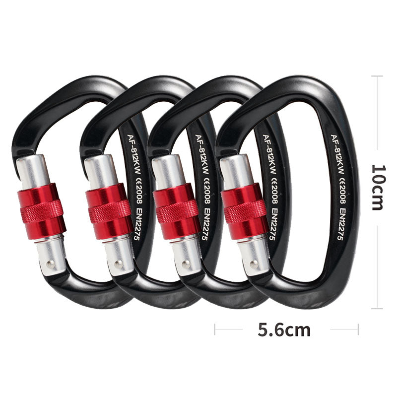 4pcs Professional Climbing Carabiner 25KN D Shape Climbing Buckle Lock Safety Lock Outdoor Climbing Equipment Accessories