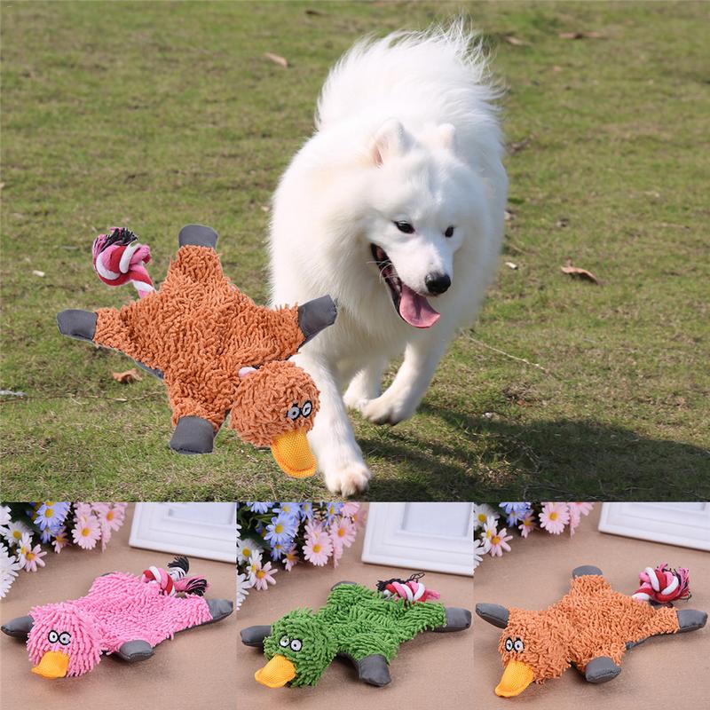 Pet Dog Squeaky Toy Durable Cute Papa Duck Making Sound Plush Dog Puppy Chew Toys Training Teething Toys