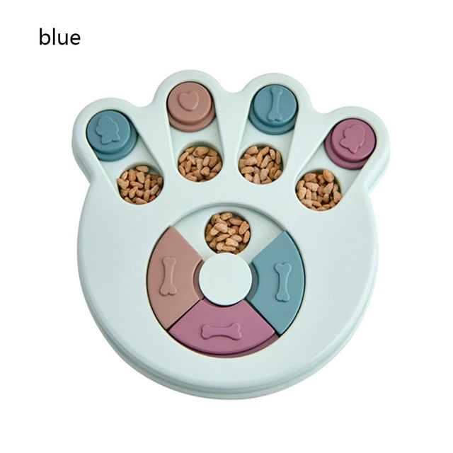 Pet Food Dispenser Dog Bowl Multifunction Educational Dog Toys Anti Choke Footprint Design Dog Puzzle Platter Training