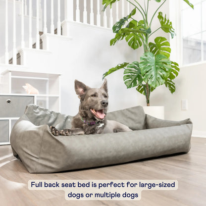 PupProtector™ Faux Leather Memory Foam Dog Car Bed - Slate Gray Paw.com