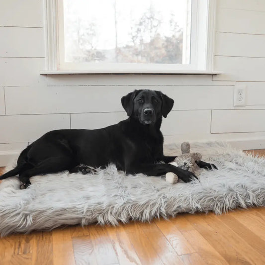 PupRug by Paw.com™ Faux Fur Orthopedic Dog Bed - Rectangle Grey Paw.com