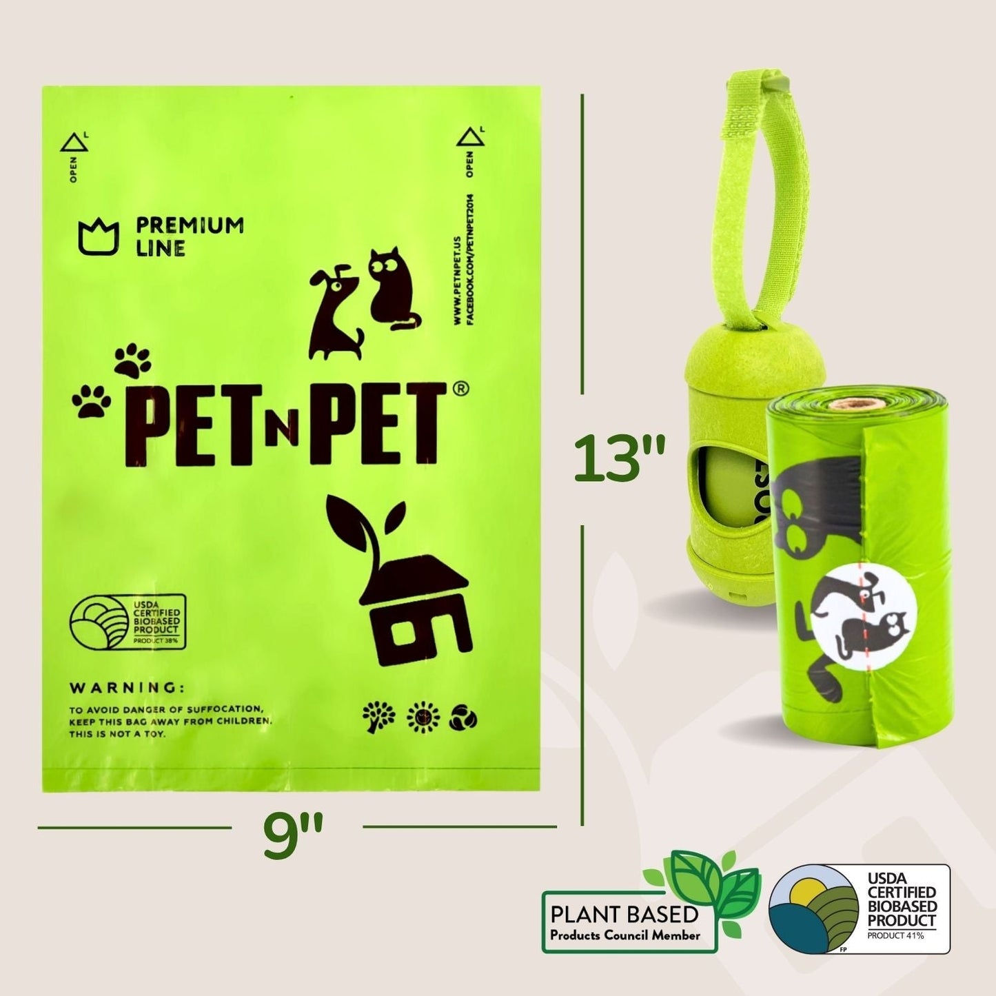 Premium Poop Bags with Dispenser Pet N Pet ®
