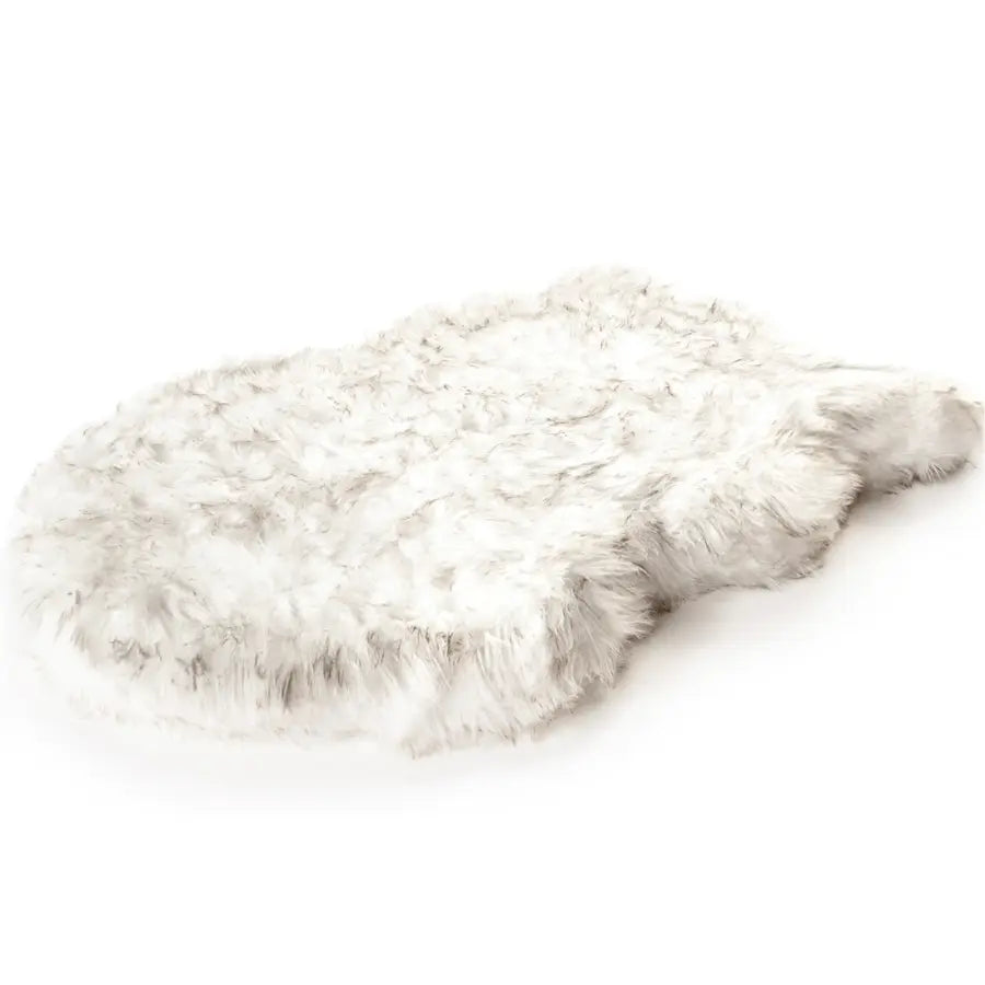 PupRug by Paw.com™ Faux Fur Orthopedic Dog Bed - Curve White with Brown Accents Paw.com