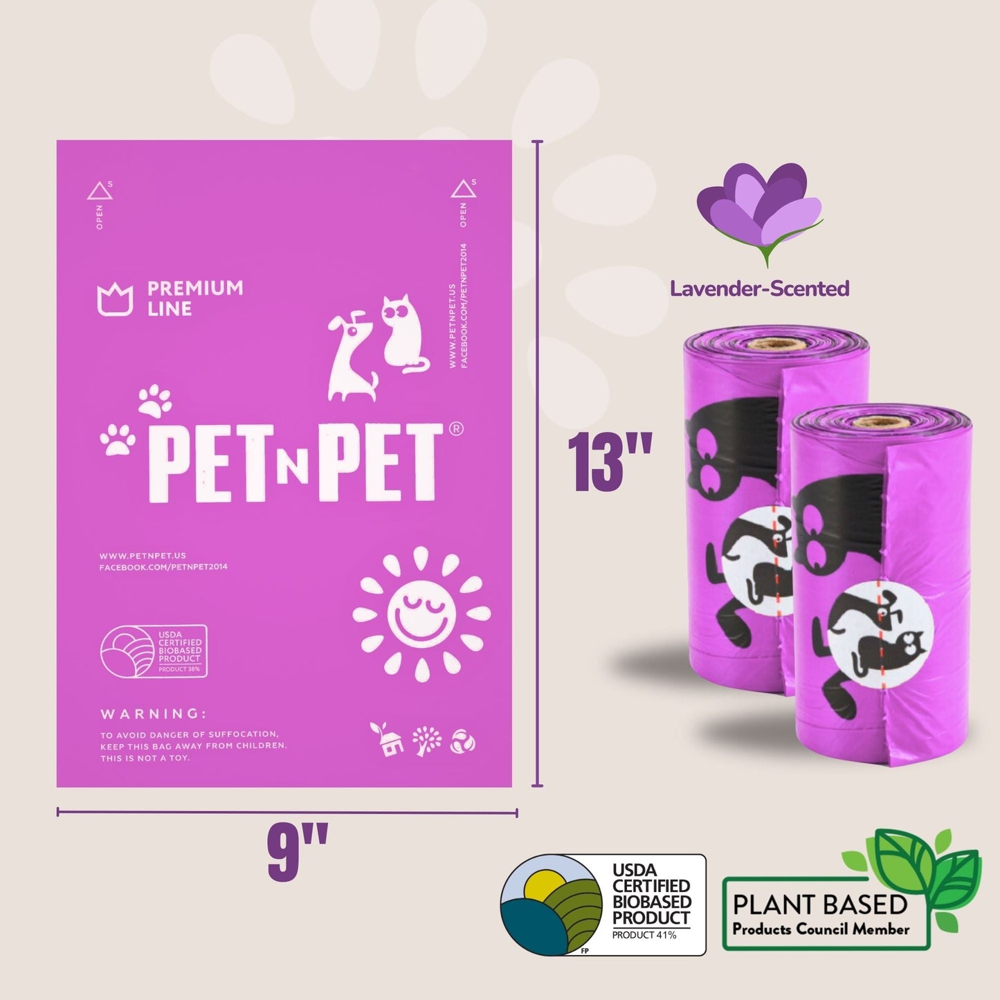 Premium Lavender-Scented Poop Bags Pet N Pet ®
