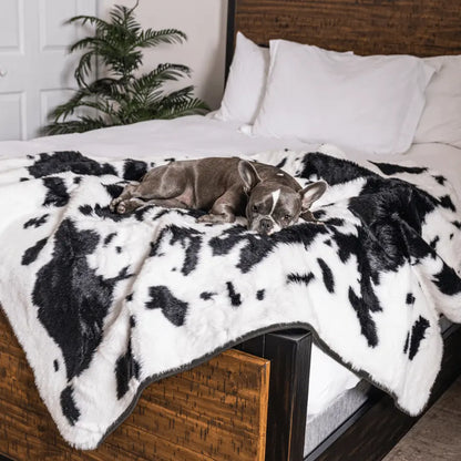 PupProtector™ Waterproof Throw Blanket - Black Faux Cowhide Paw.com