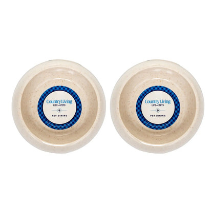 Country Living Set of 2 Natural Fiber Dog Bowls – White Swan American Pet Supplies