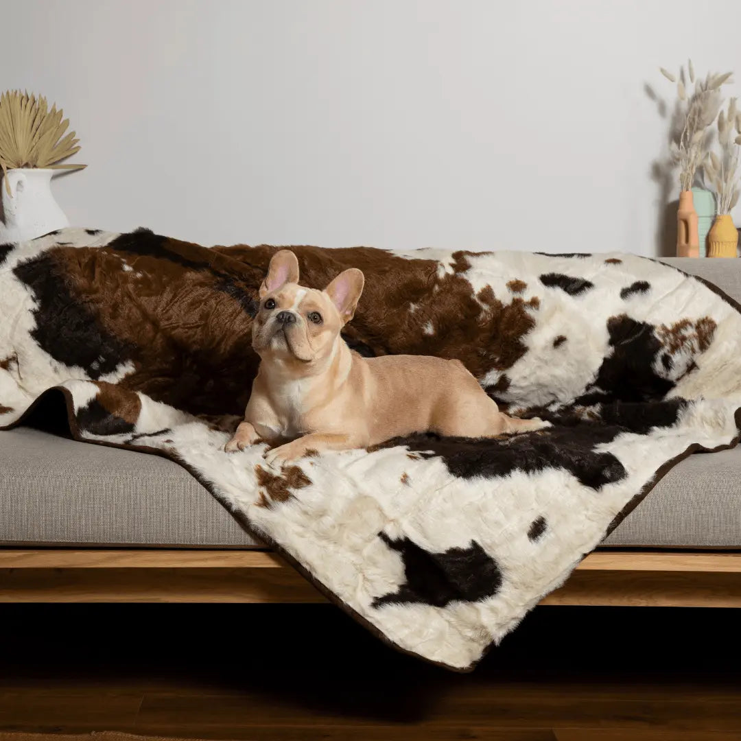 PupProtector™ Waterproof Throw Blanket - Brown Faux Cowhide Paw.com