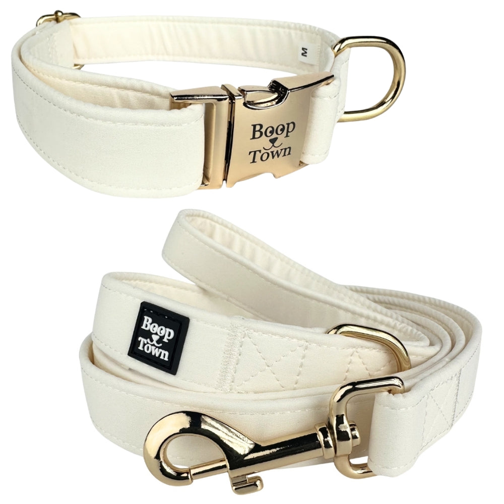 Boop Town Matching Collar and Leash Sets - Soft Cotton with Metal Buckle