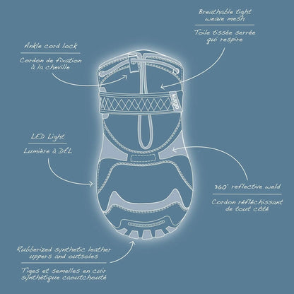 Step N' Strobe Dog Shoes - Water Resistant Dog Boots for All Seasons - Anti-Slip Protective Dog Footwear - LED Light up Soles - Reflective High Visibility Footwear - Set of 4 - X-Large