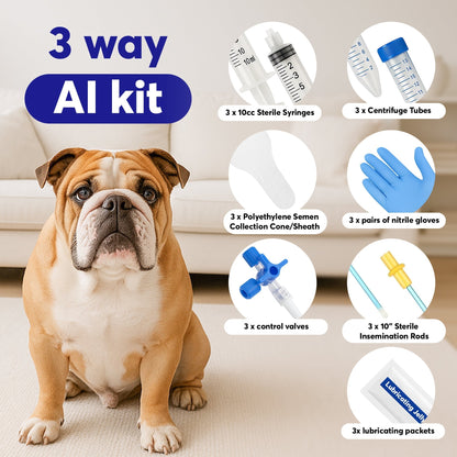 3-Way Canine Breeding Kit – Complete Set for Semen Collection and Insemination with Collection Cones, Insemination Rods, Syringes, Tubes, Gloves, Valves & Lubricating Jelly Horizon Animal Care