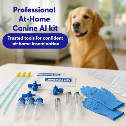 3-Way Canine Breeding Kit – Complete Set for Semen Collection and Insemination with Collection Cones, Insemination Rods, Syringes, Tubes, Gloves, Valves & Lubricating Jelly Horizon Animal Care