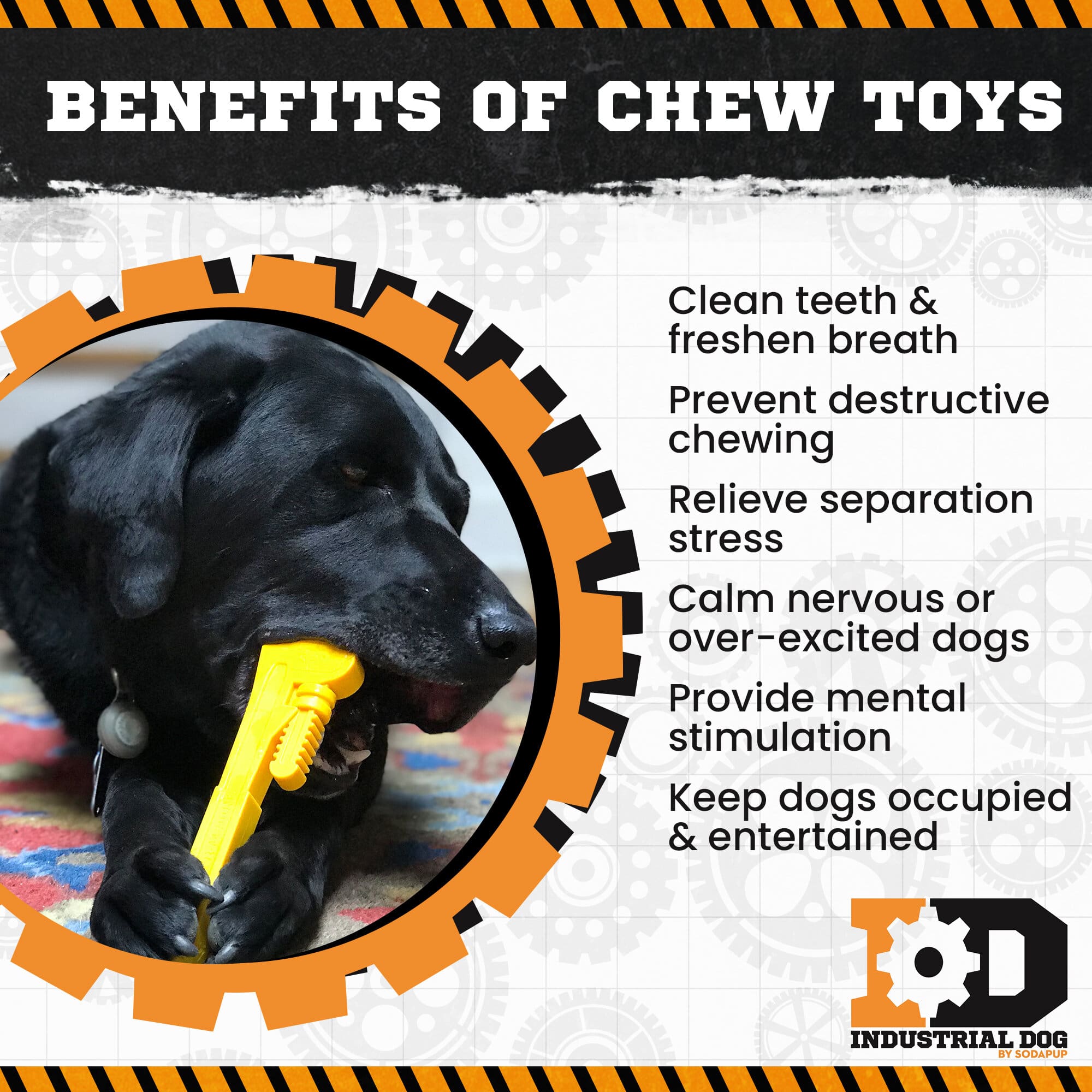Pipe Wrench Nylon Dog Toy for Aggressive Chewers | USA Made | SodaPup