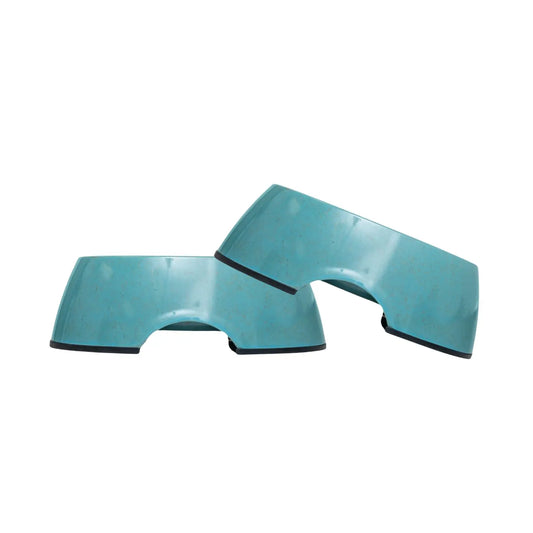 Country Living Set of 2 Natural Fiber Dog Bowls – Teal Blue American Pet Supplies