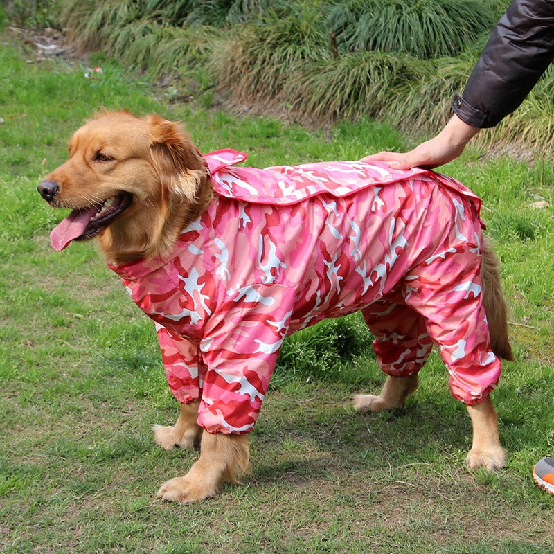 Pet dog raincoat, dog clothing processing, clothing and clothing, big dog raincoat, four legged golden fur, large dog