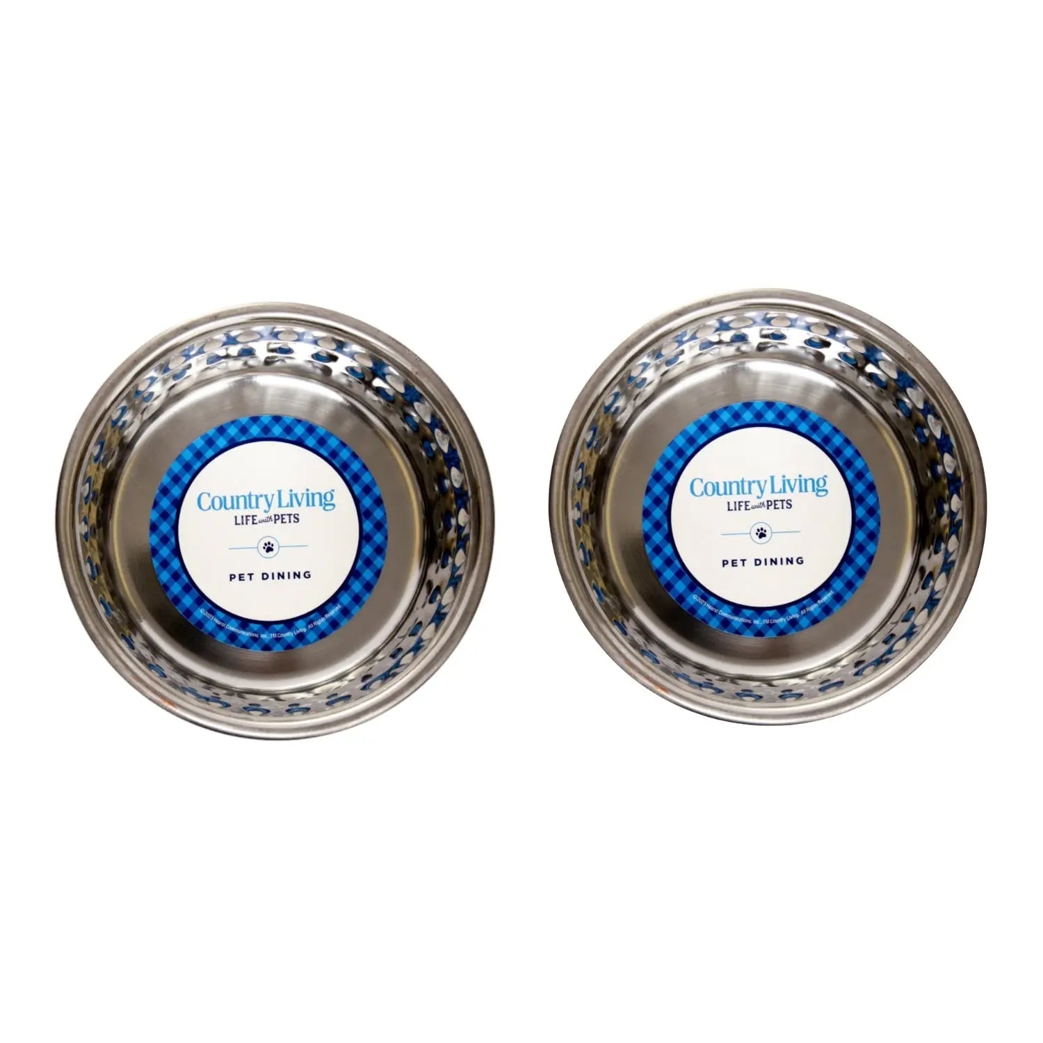 Country Living Set of 2 Hammered Stainless Steel Dog Bowls – Lavender American Pet Supplies