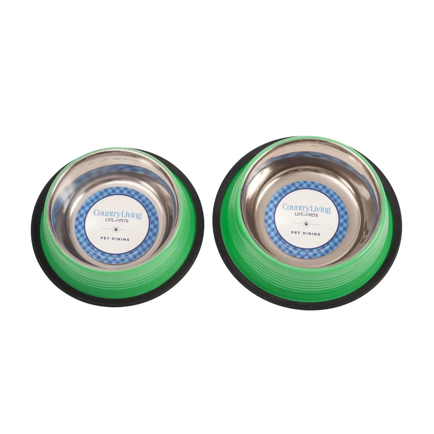 Country Living Set of 2 Ribbed Non-Slip Pet Bowls – Irish Green American Pet Supplies