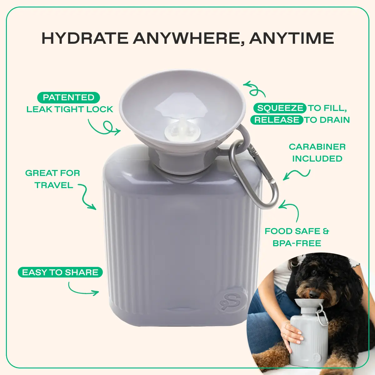 44oz Original Dog Travel Water Bottle Springland Pets