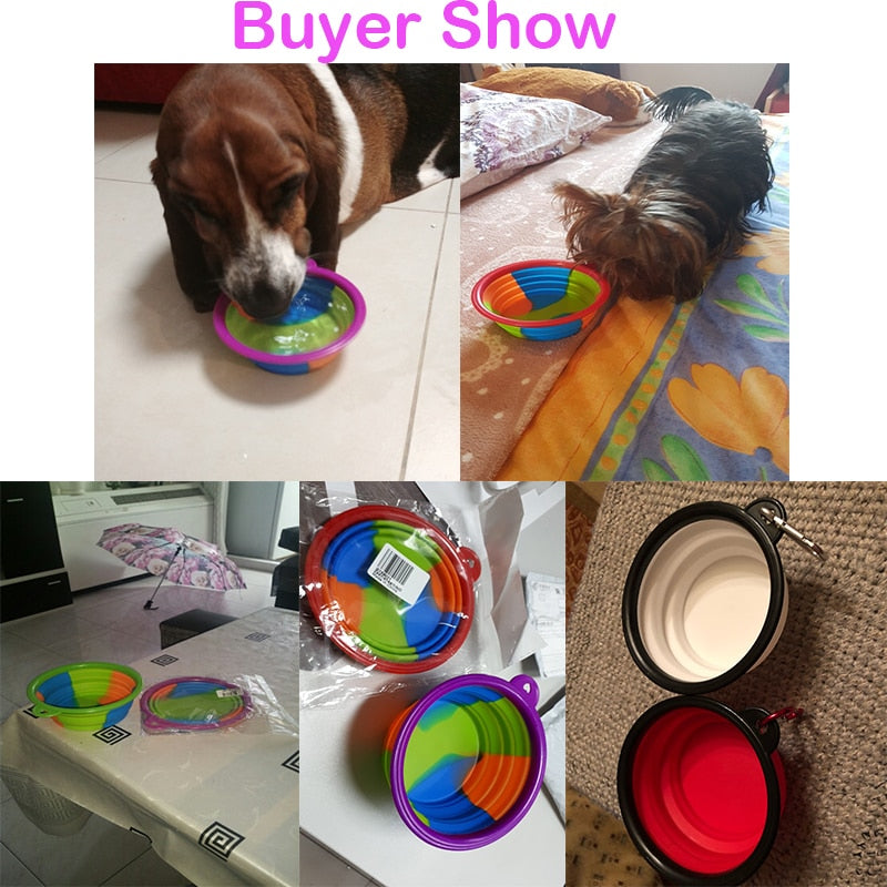 1Pcs Portable Travel Bowl Dog Feeder Water Food Container Silicone Small Mudium Dog Pet Accessories Folding Dog Bowl Outfit