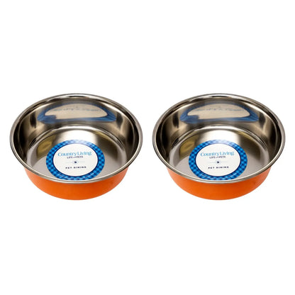 Country Living Set of 2 Heavy Gauge Stainless Steel Dog Bowls - Perfect for Food & Water American Pet Supplies