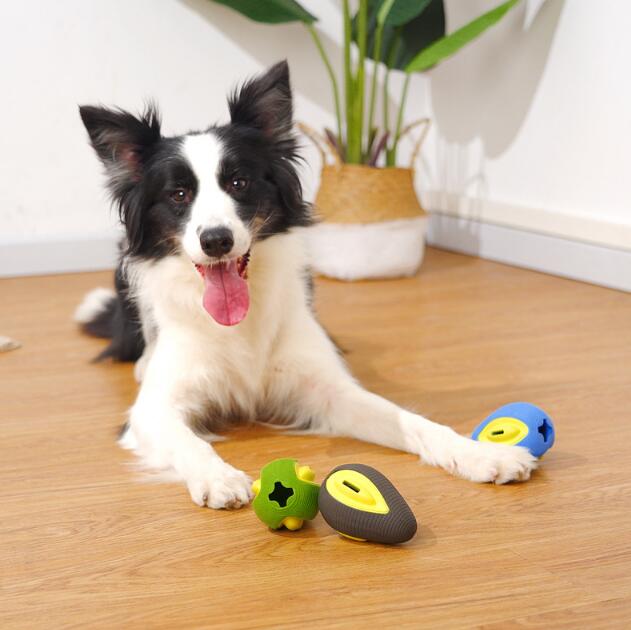 Dog Toys Molar Teeth Bite Resistant Cleaning Teeth Dog Leaking Balls Avocado Rubber Pet Dog Toys