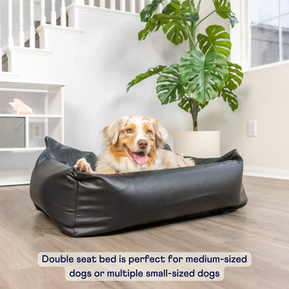 PupProtector™ Faux Leather Memory Foam Dog Car Bed -  Black Paw.com