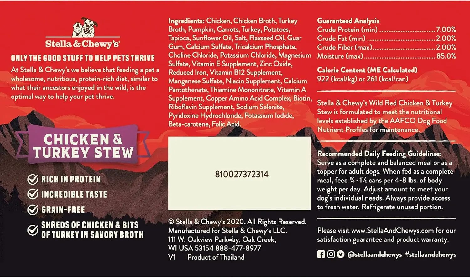 Wild Red Wet Dog Food Chicken & Turkey Stew High Protein Recipe, 10 Ounce (Pack of 6)