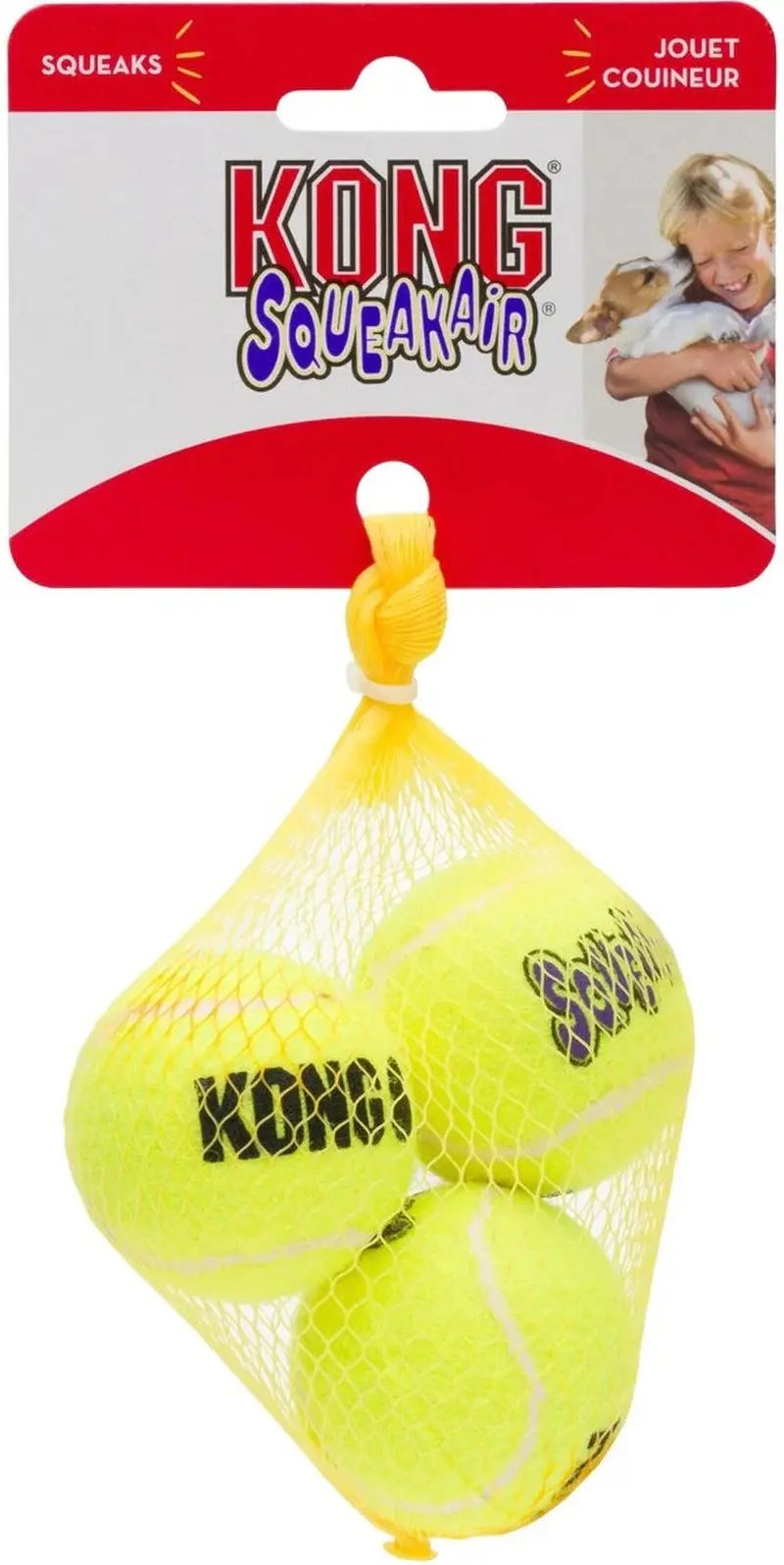 KONG Squeakair Tennis Balls 3Pk Small Airdog Squeaky Dog Fetch Toy 2"