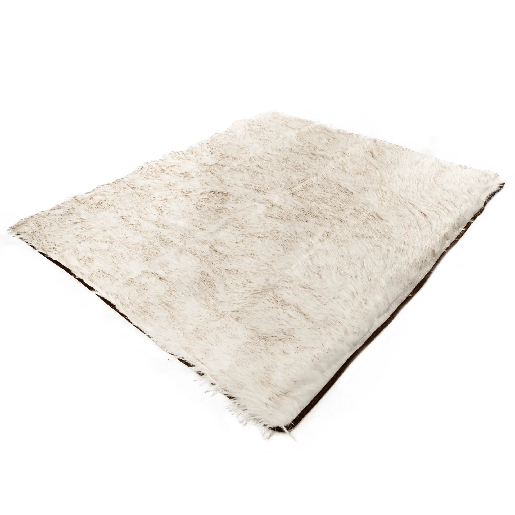 PupCloud™ Human-Size Dog Bed + Matching Waterproof Blanket Bundle - White with Brown Accents Paw.com