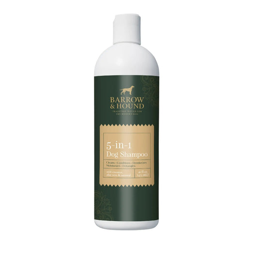 5-in-1 Dog Shampoo – Cleans, Conditions, Deodorizes, Moisturizes & Detangles – with Coconut, Oatmeal & Aloe – for Sensitive Skin – 16 fl oz Barrow & Hound
