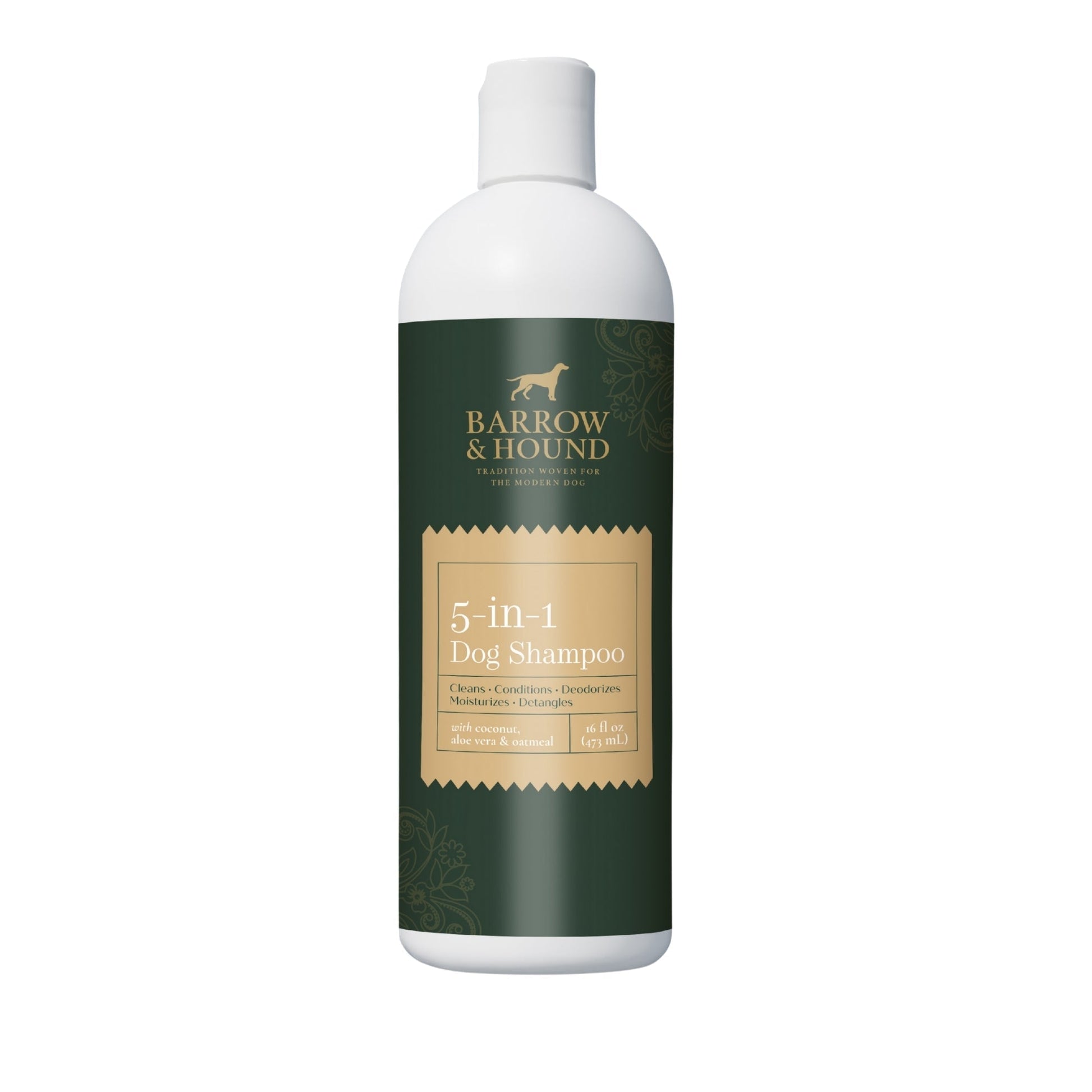 Barrow & Hound - 5-in-1 Dog Shampoo – Cleans, Conditions, Deodorizes, Moisturizes & Detangles – with Coconut, Oatmeal & Aloe – for Sensitive Skin – 16 fl oz Barrow & Hound