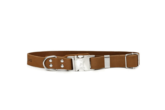 Modern Style Quick-Release Earth Brown Leather Dog Collar Euro-Dog Collars and Leads