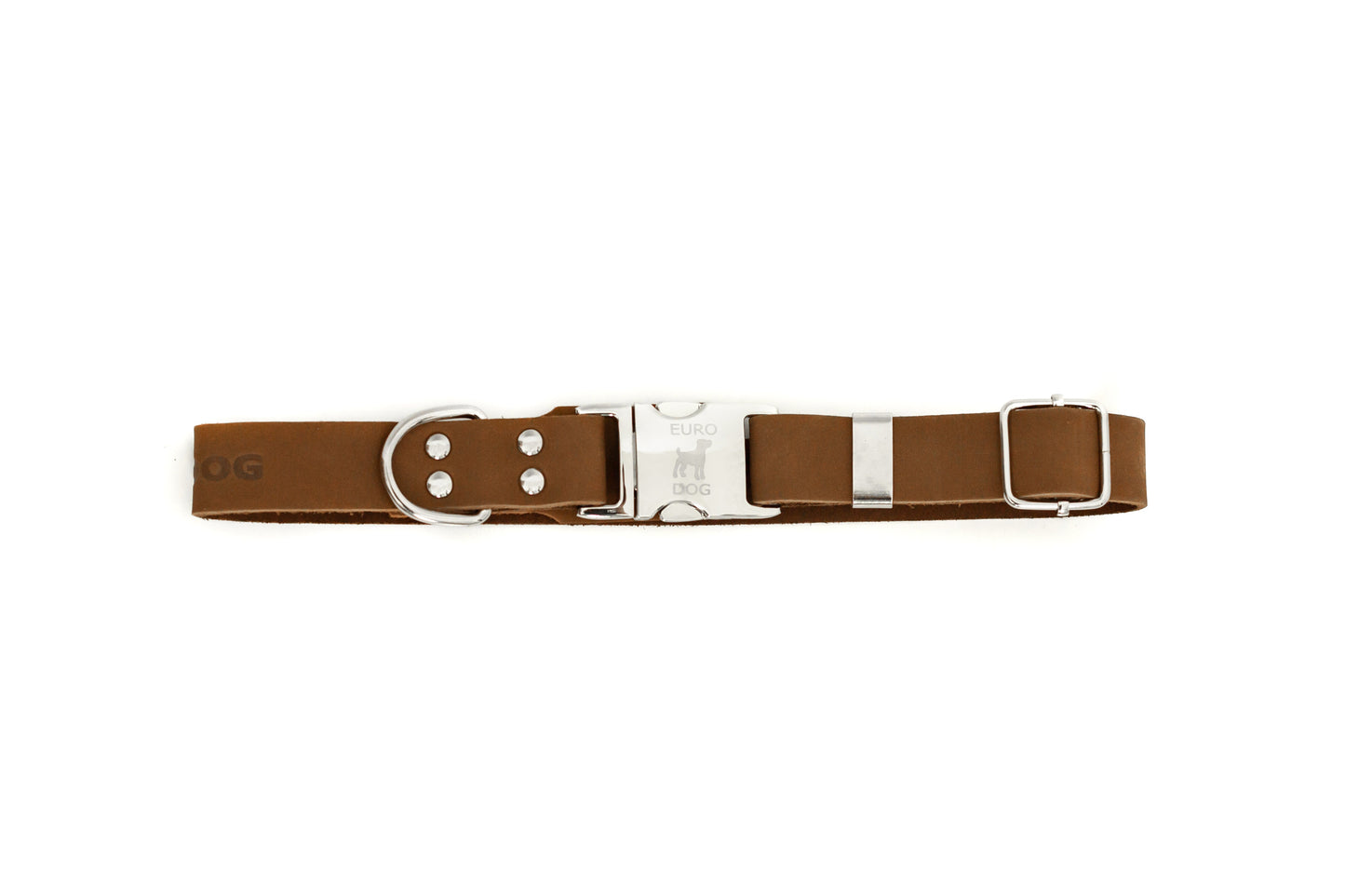 Modern Style Quick-Release Earth Brown Leather Dog Collar Euro-Dog Collars and Leads